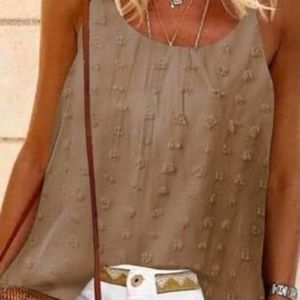 NWT S Brown Lightweight, Swiss Dots Spaghetti Strap Tank